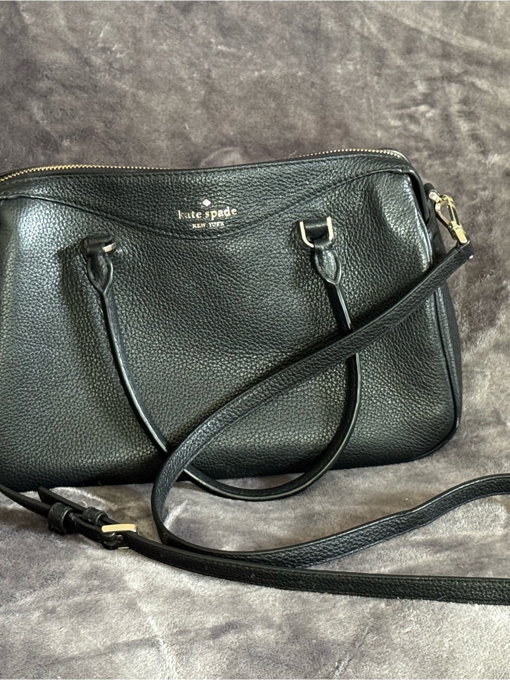 kate spade Black Pebbled Leather Shoulder Bag with Gold Hardware